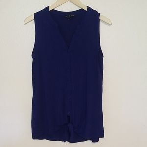 Cable and Gauge Dark Blue Button Down tank